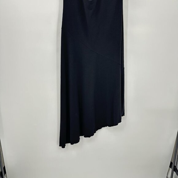 vintage 90s y2k SLINKY BLACK DRESS asymmetrical hem spaghetti strap lbd M - Picture 8 of 9